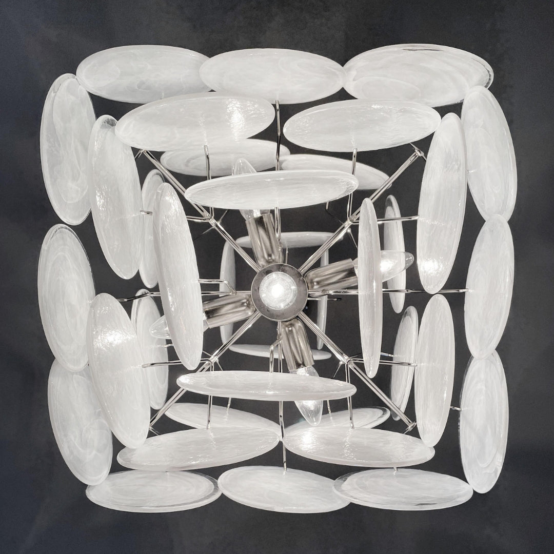 Bettina Murano Glass Chandelier 36 White Disks