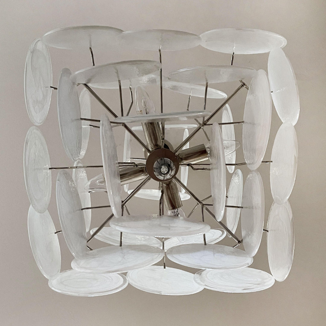 Bettina Murano Glass Chandelier 36 White Disks