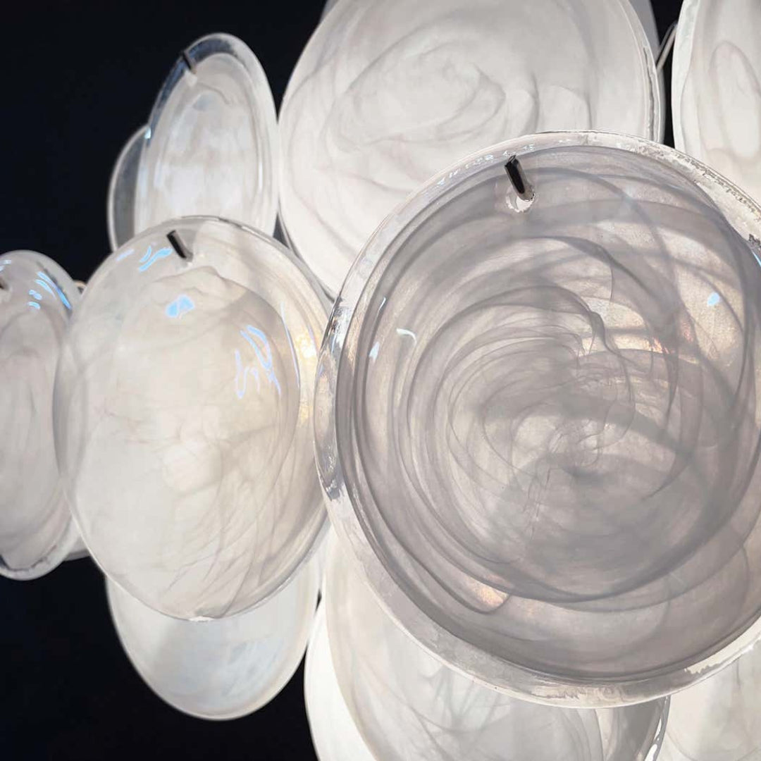 Bettina Murano Glass Chandelier 36 White Disks