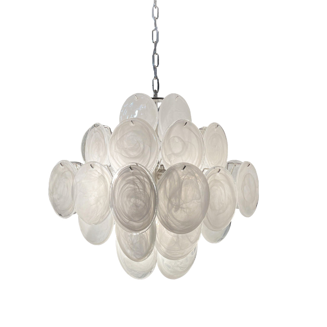 Bettina Murano Glass Chandelier 36 White Disks