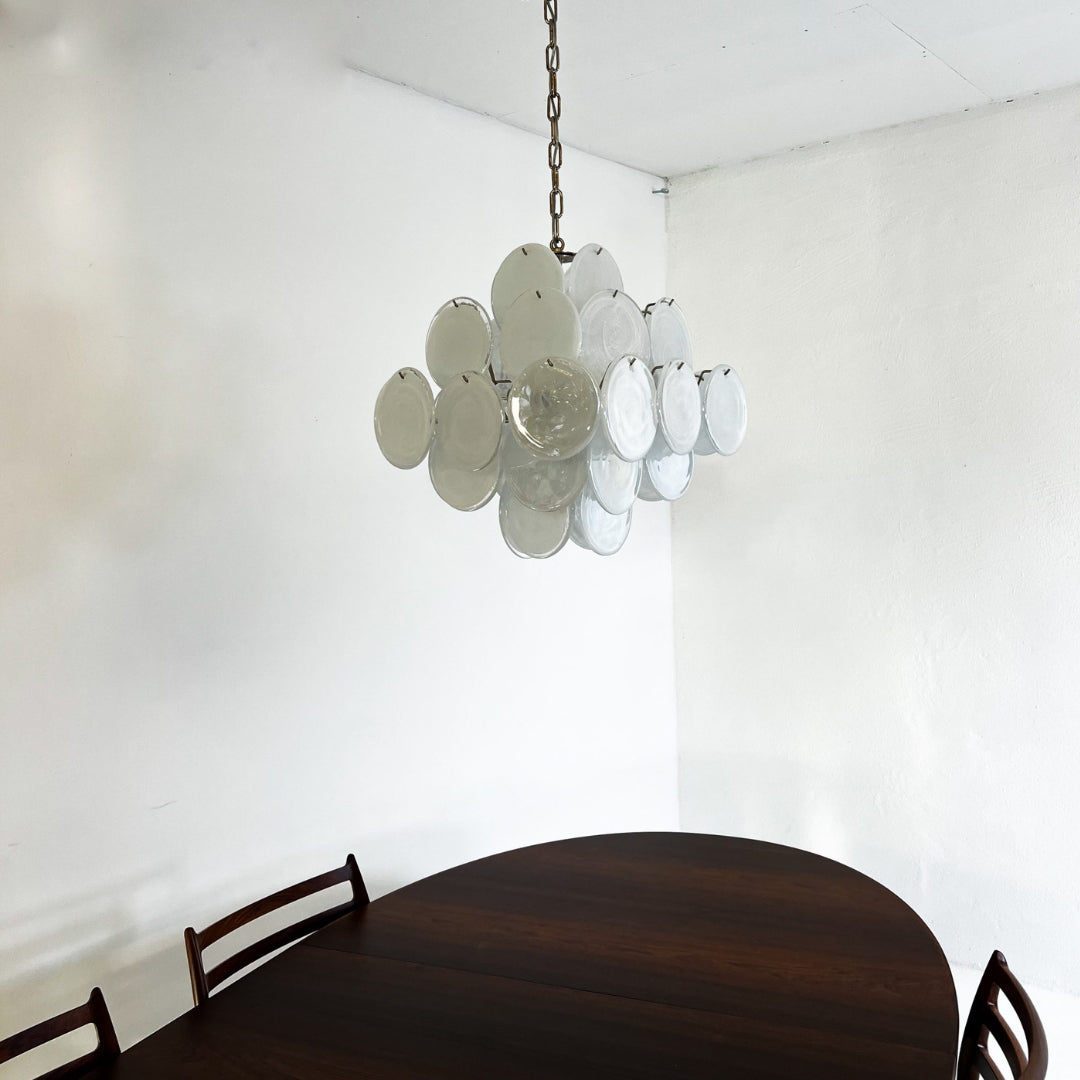 Bettina Murano Glass Chandelier 36 White Disks
