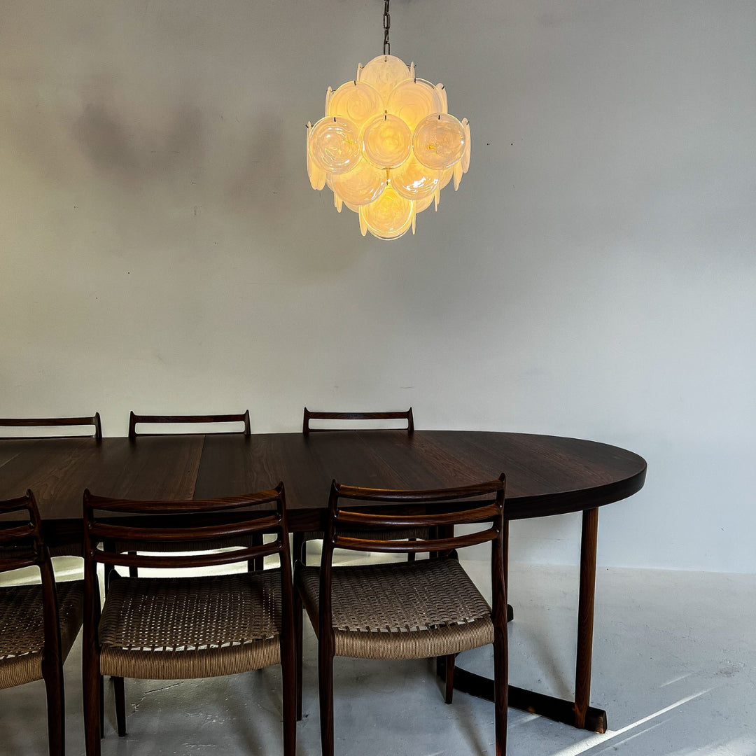Bettina Murano Glass Chandelier 36 White Disks