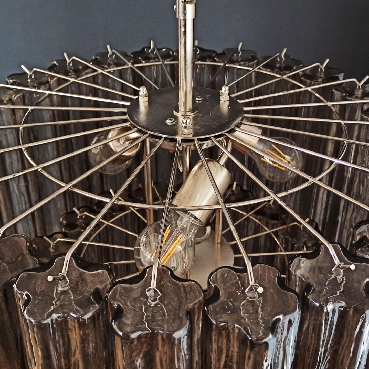 Tronchi Murano Chandelier – 78 tubes – Smoked