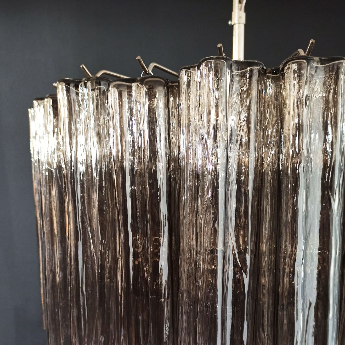 Tronchi Murano Chandelier – 78 tubes – Smoked