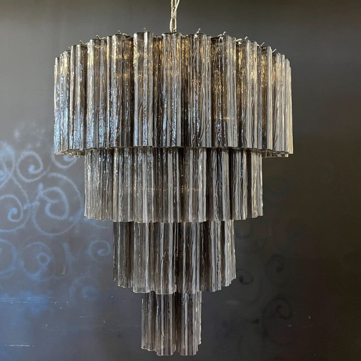 Tronchi Murano Chandelier – 78 tubes – Smoked
