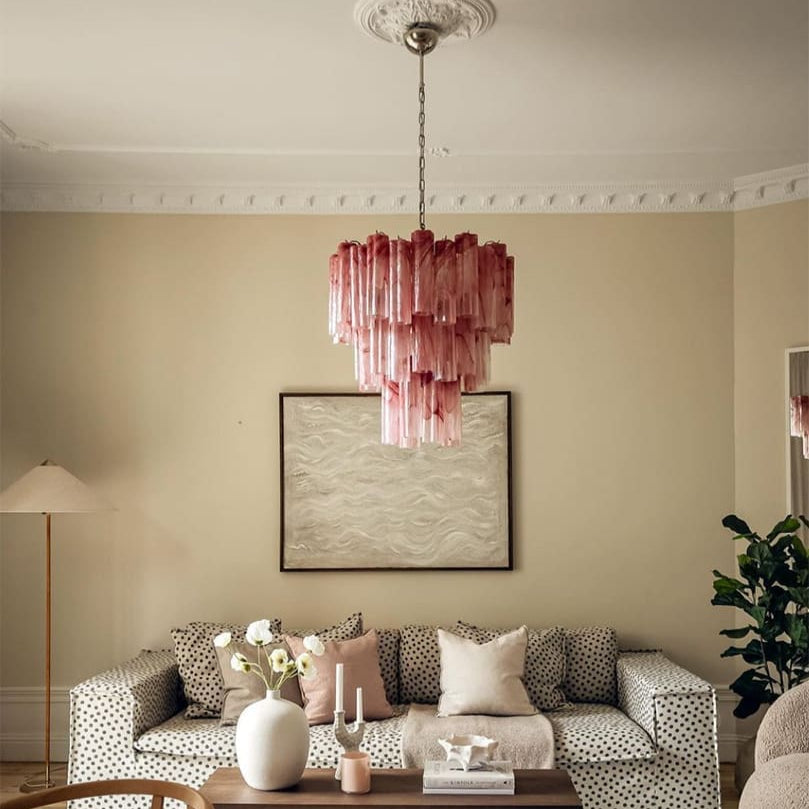 Tronchi Murano Chandelier – 48 tubes – Alabaster Pink