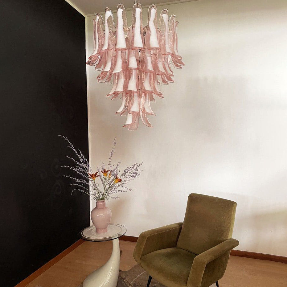 Lumis Murano Round Chandelier 26" Pink