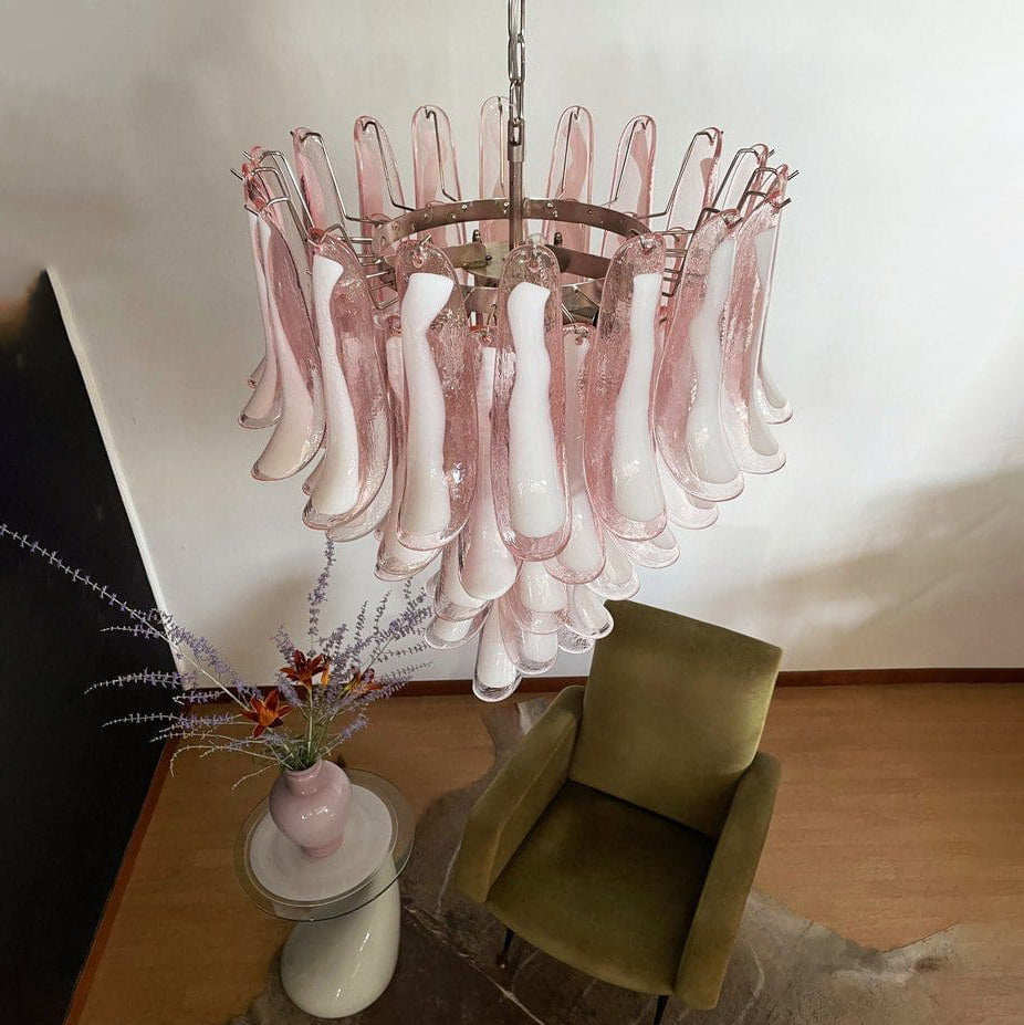 Lumis Murano Round Chandelier 26" Pink