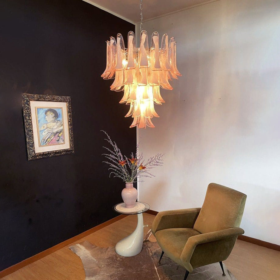 Lumis Murano Round Chandelier 26" Pink