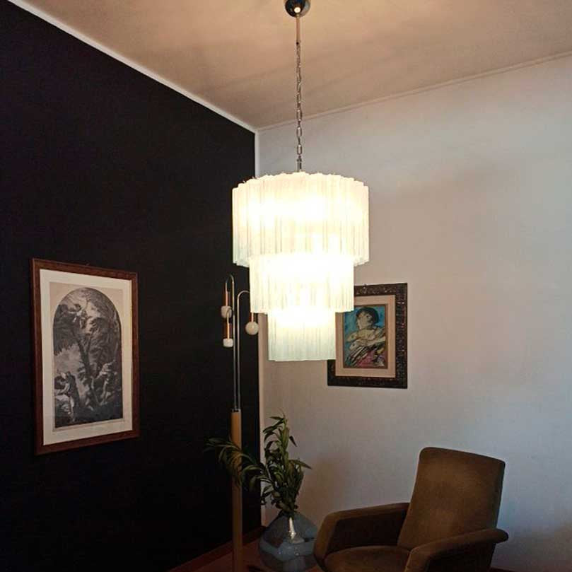 Tronchi Murano Chandelier – 52 tubes – Opal