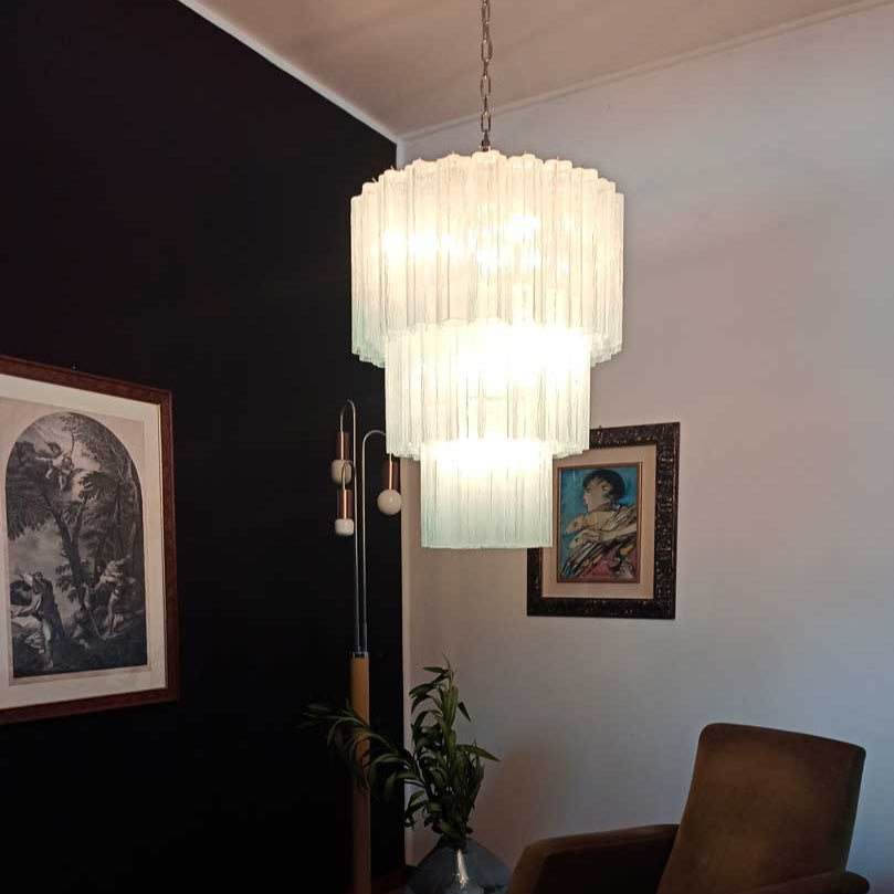 Tronchi Murano Chandelier – 52 tubes – Opal