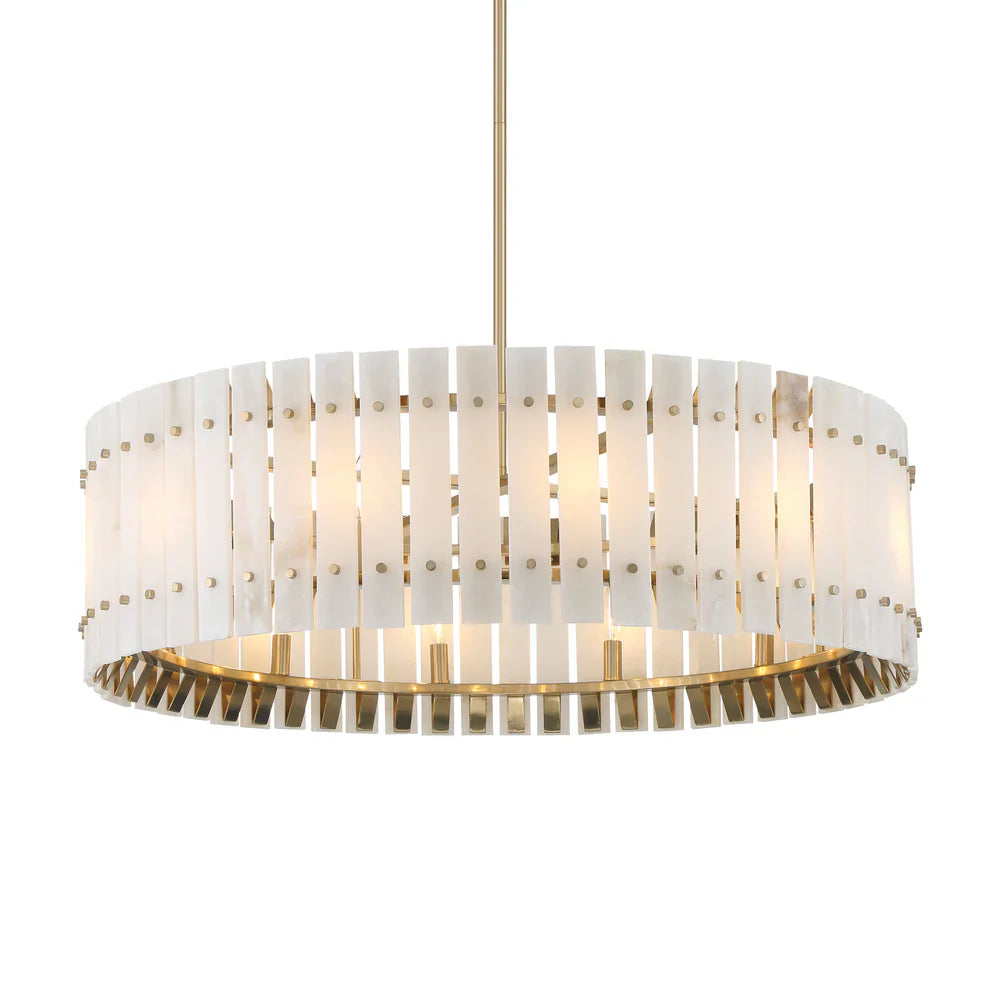 Rancho Alabaster Round Chandelier 36"  Brass Finish