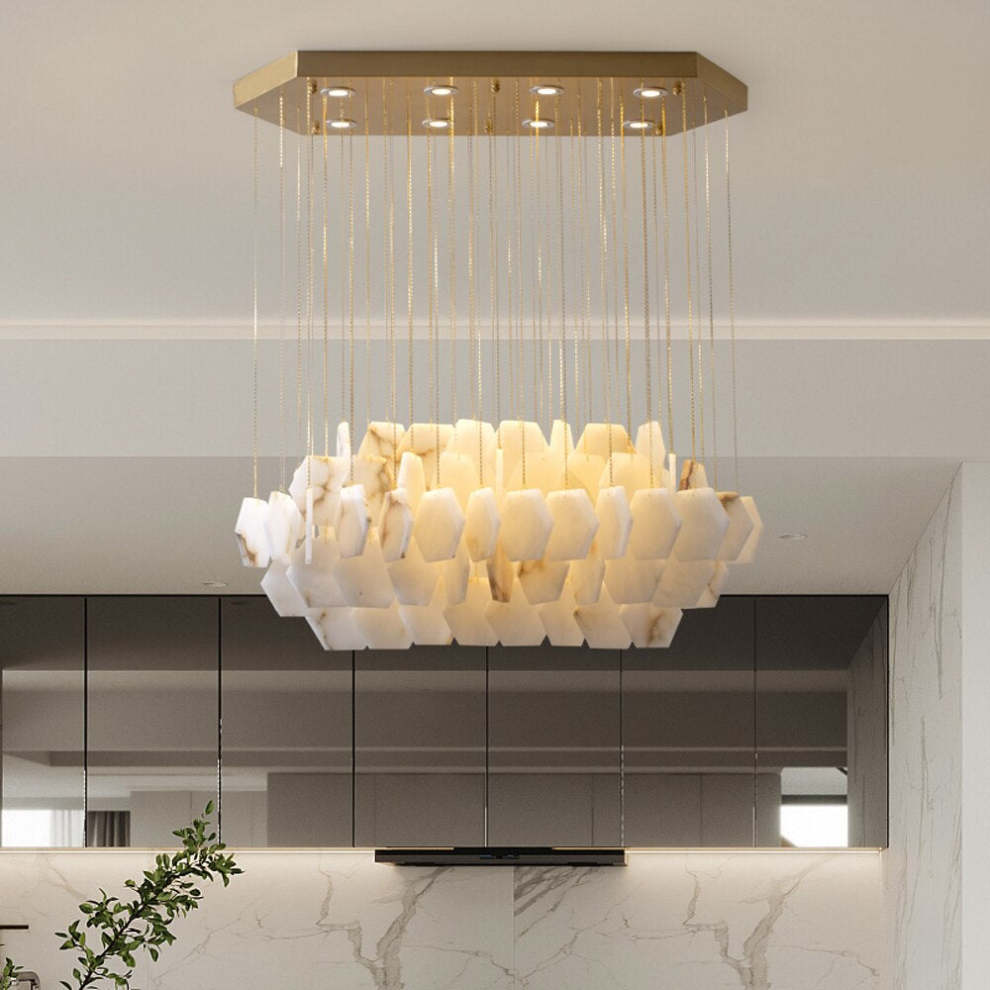 Talan Alabaster Rectangle Chandelier 32"W