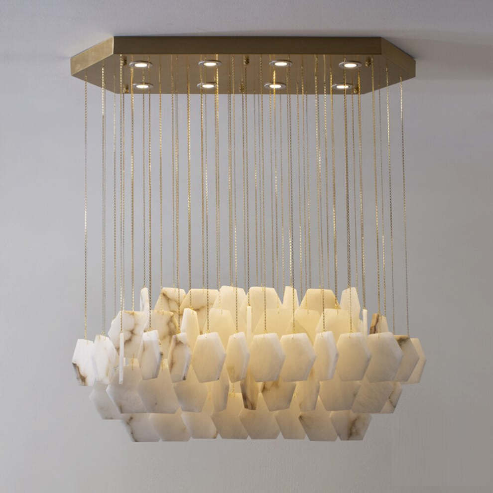 Talan Alabaster Rectangle Chandelier 32"W
