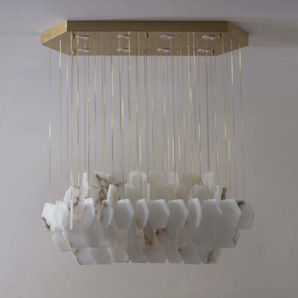 Talan Alabaster Rectangle Chandelier 32"W