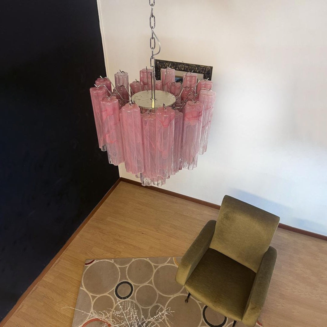 Tronchi Murano Glass Chandelier – 36 tubes – Pink
