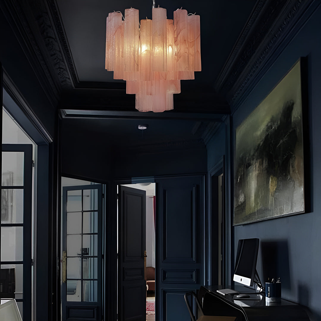Tronchi Murano Glass Chandelier – 36 tubes – Pink