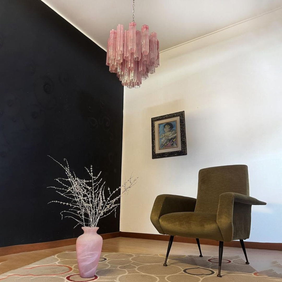 Tronchi Murano Glass Chandelier – 36 tubes – Pink