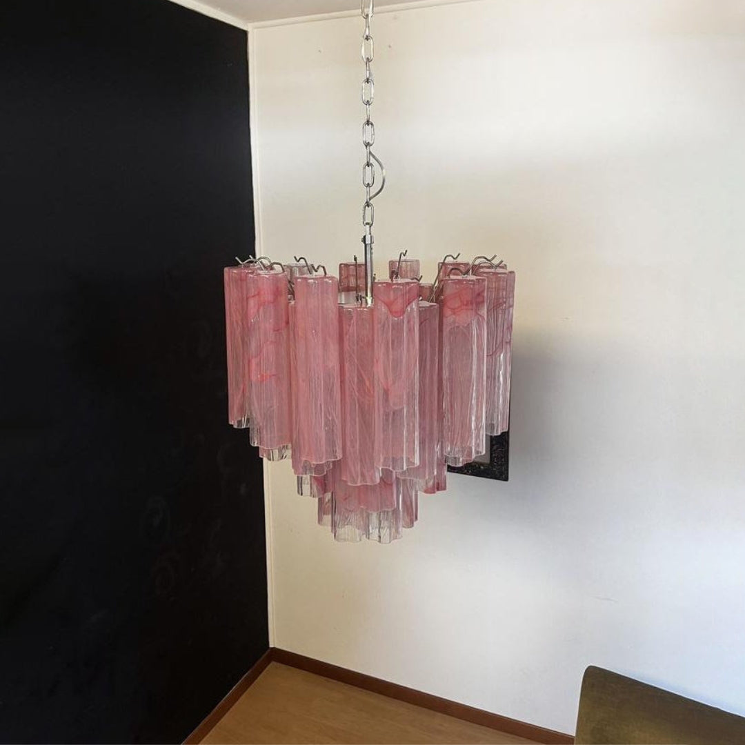 Tronchi Murano Glass Chandelier – 36 tubes – Pink