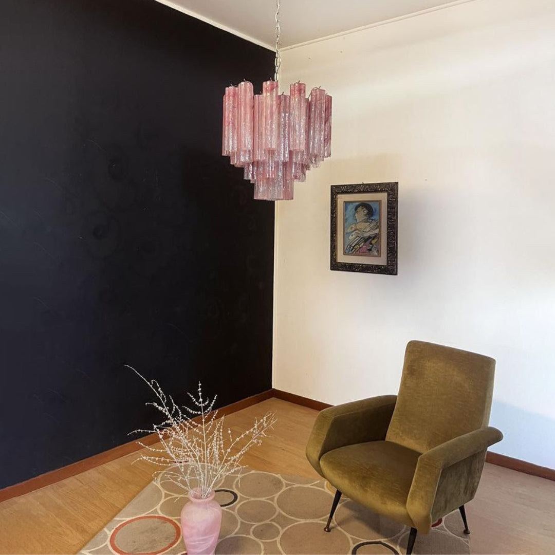 Tronchi Murano Glass Chandelier – 36 tubes – Pink