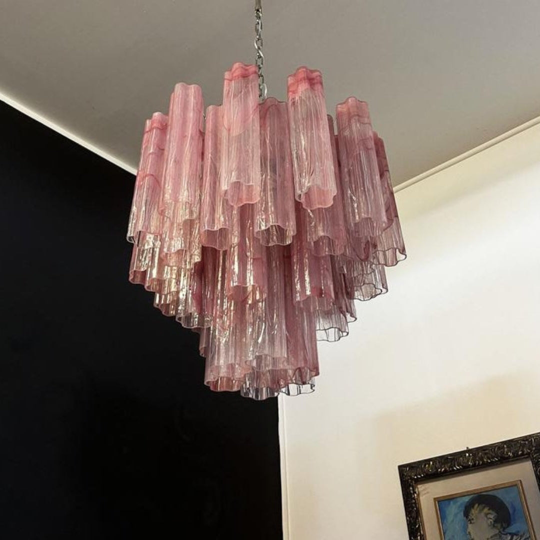 Tronchi Murano Glass Chandelier – 36 tubes – Pink
