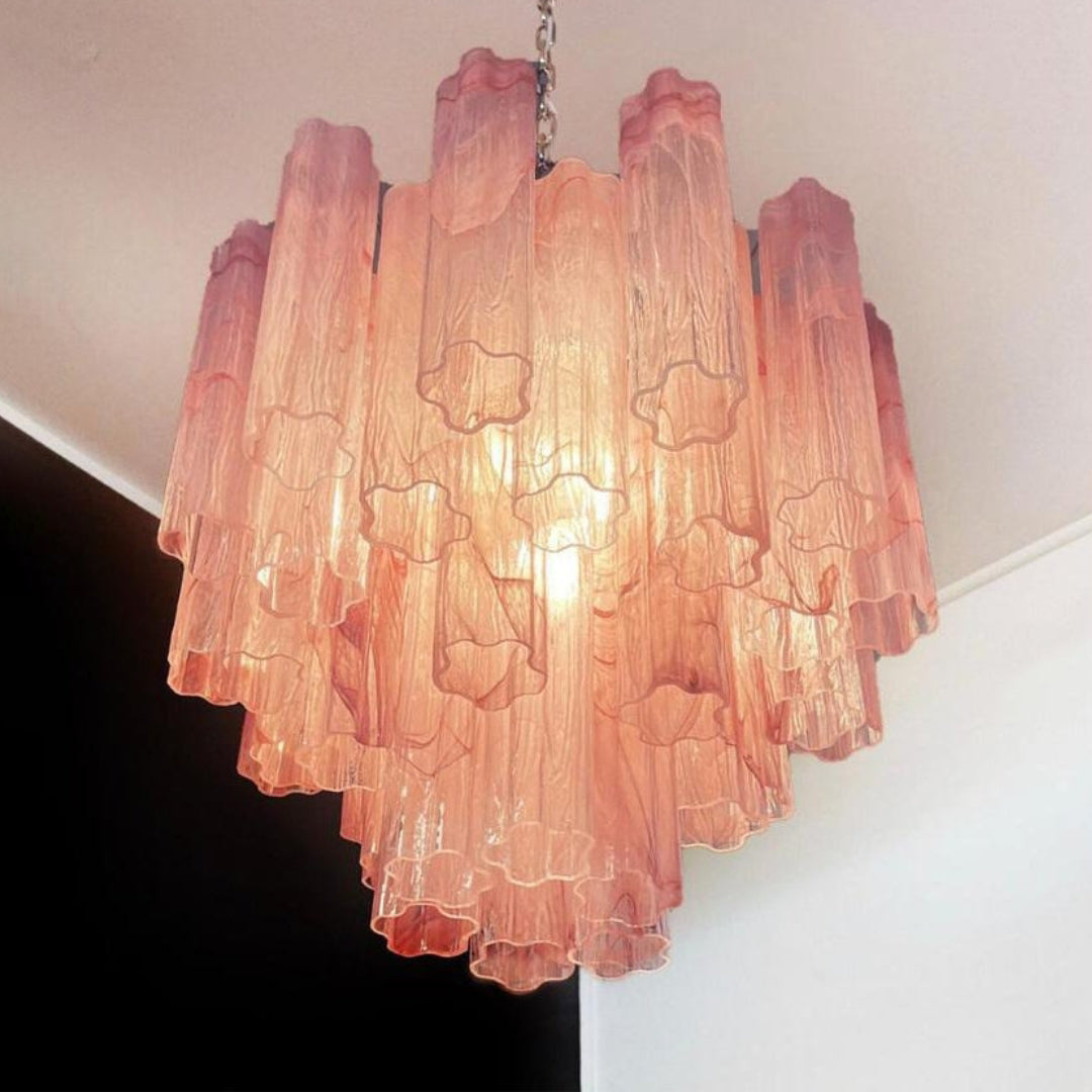Tronchi Murano Glass Chandelier – 36 tubes – Pink