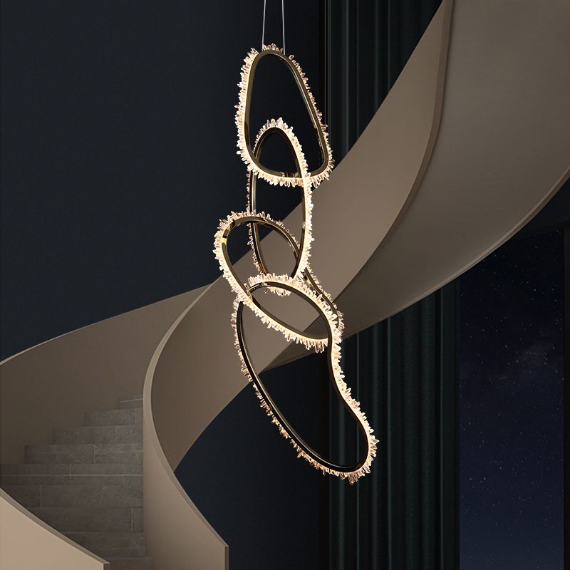 Daimio Crystal 5 Rings Chandelier