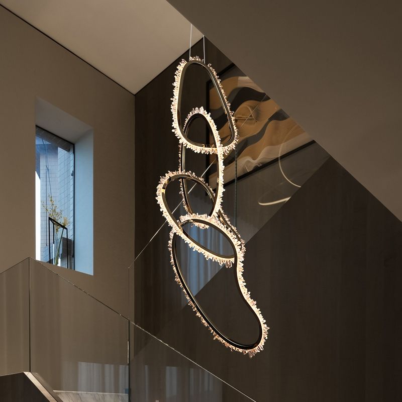 Daimio Crystal 5 Rings Chandelier