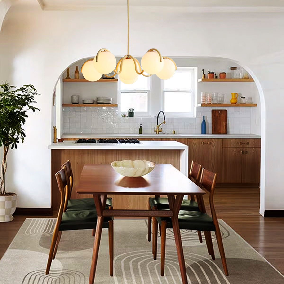 Reedway Curve Linear Chandelier ∅ 27.2″ - Bend, Marshmallow Chandelier-1-Luxehomezone