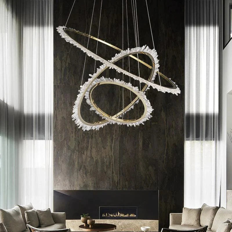 Cervine Modern Rock Crystal Ring Round Chandelier