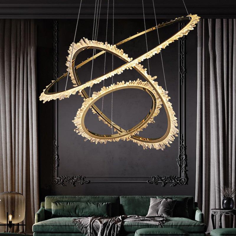 Cervine Modern Rock Crystal Ring Round Chandelier
