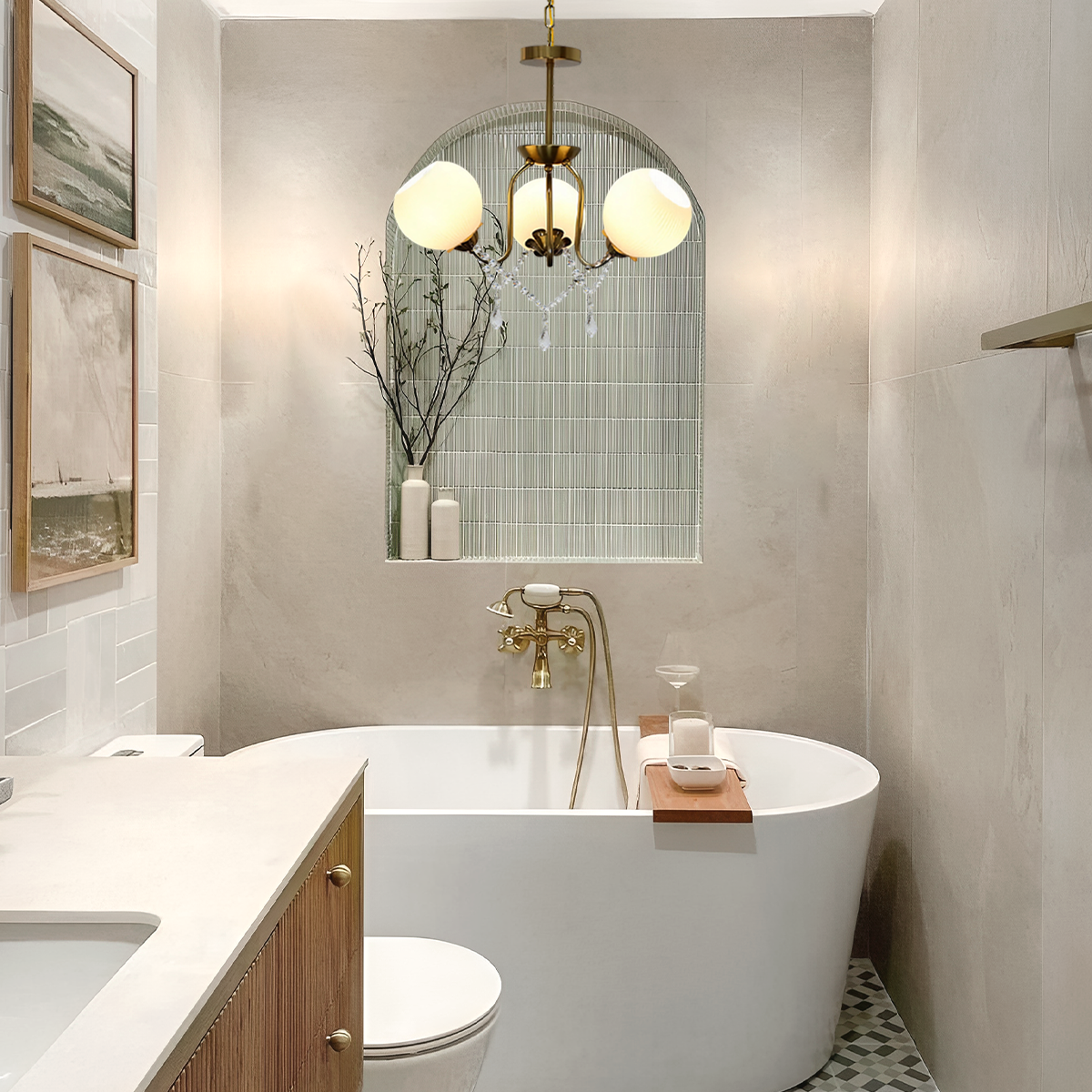 Orb Glow Copper Glass Chandelier ∅22" - Bend, Marshmallow Chandelier-1-Luxehomezone