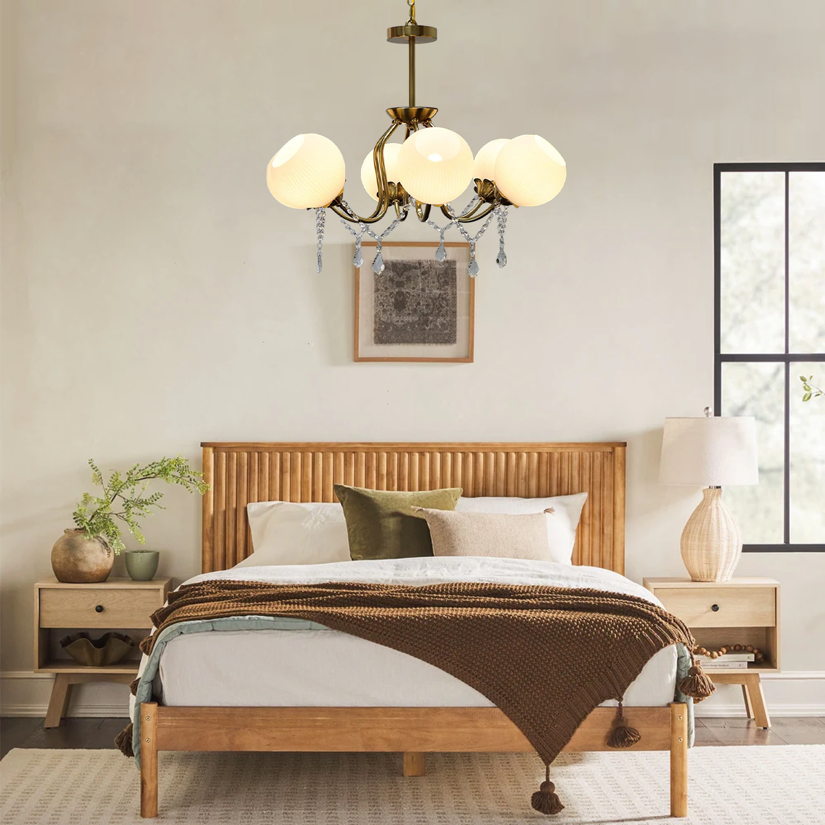 Orb Glow Copper Glass Chandelier ∅22" - Bend, Marshmallow Chandelier-1-Luxehomezone