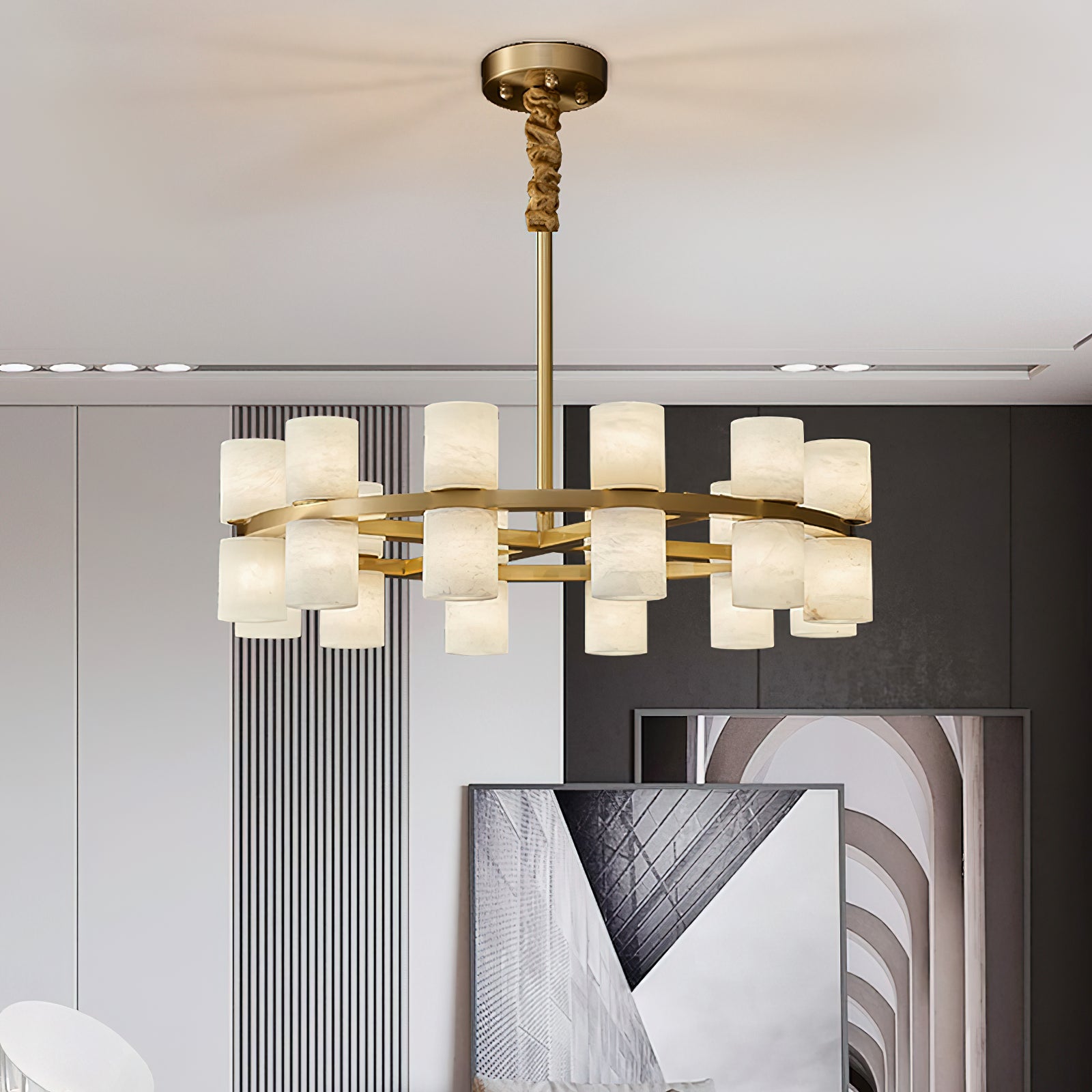 Lysandra Modern Alabaster Round Chandelier