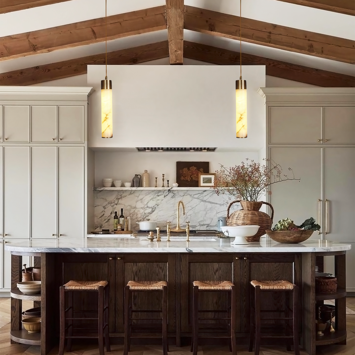Tala Brass Alabaster Pendant Light - Alabaster, Alabaster Pendant-1-Luxehomezone