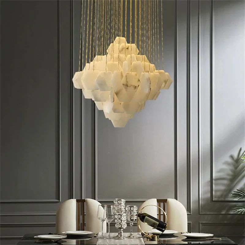 Talan Alabaster Multi-layer Irregular Square Chandelier