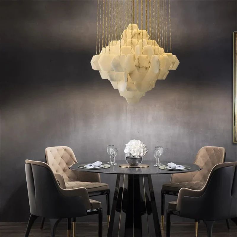 Talan Alabaster Multi-layer Irregular Square Chandelier