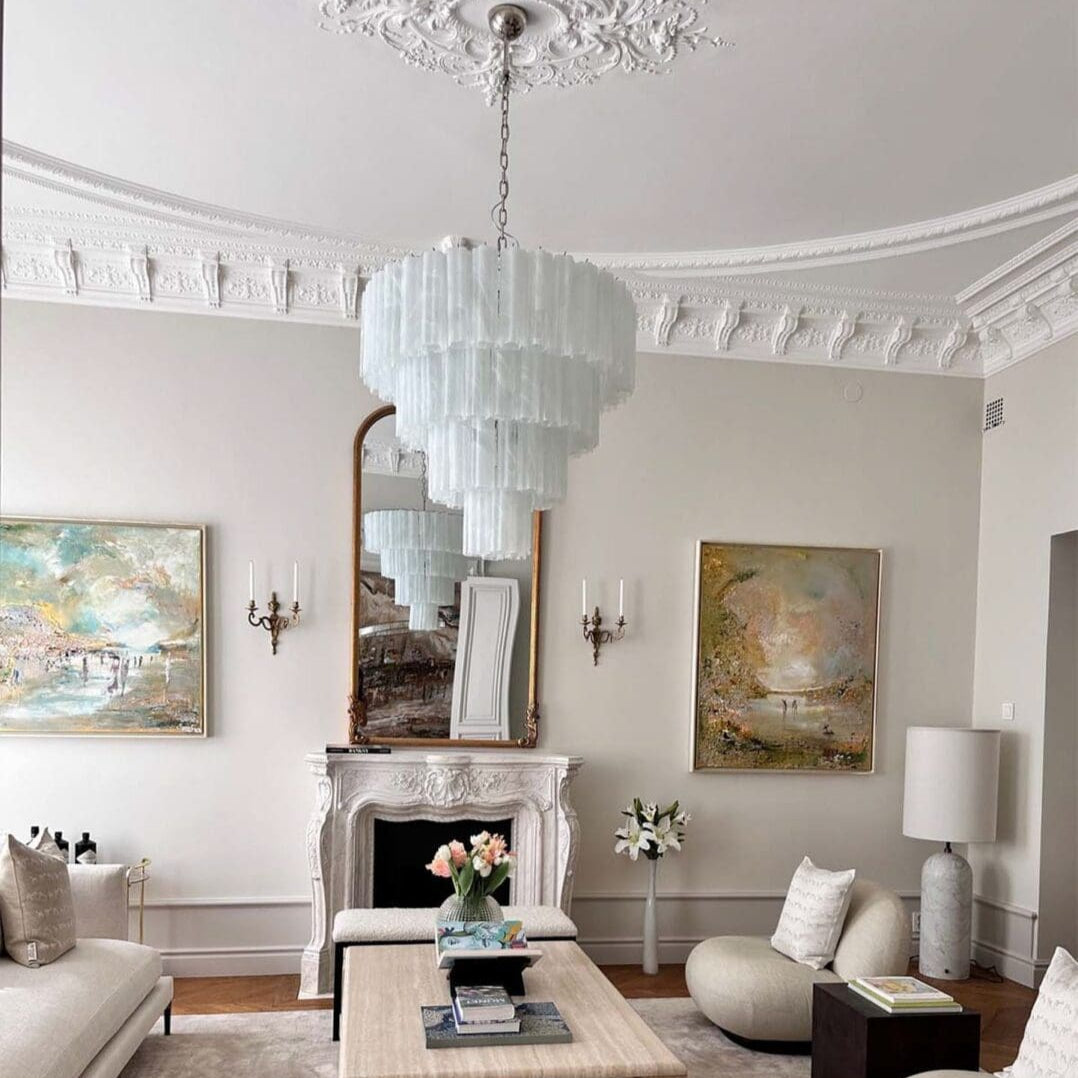 Tronchi Murano Chandelier – 78 tubes – Alabaster white