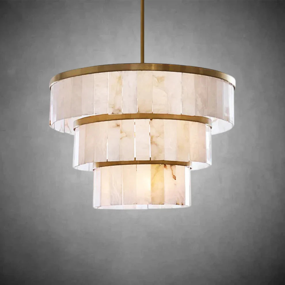 Windham Alabaster Round 3-Tier Chandelier