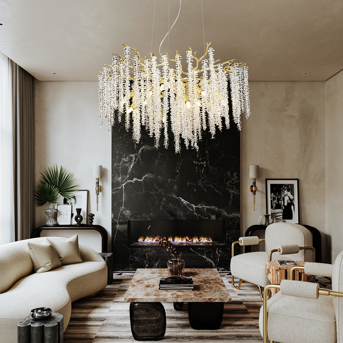 Wisteria Flower Style Crystal Chandelier For Living Room - Luxehomezone