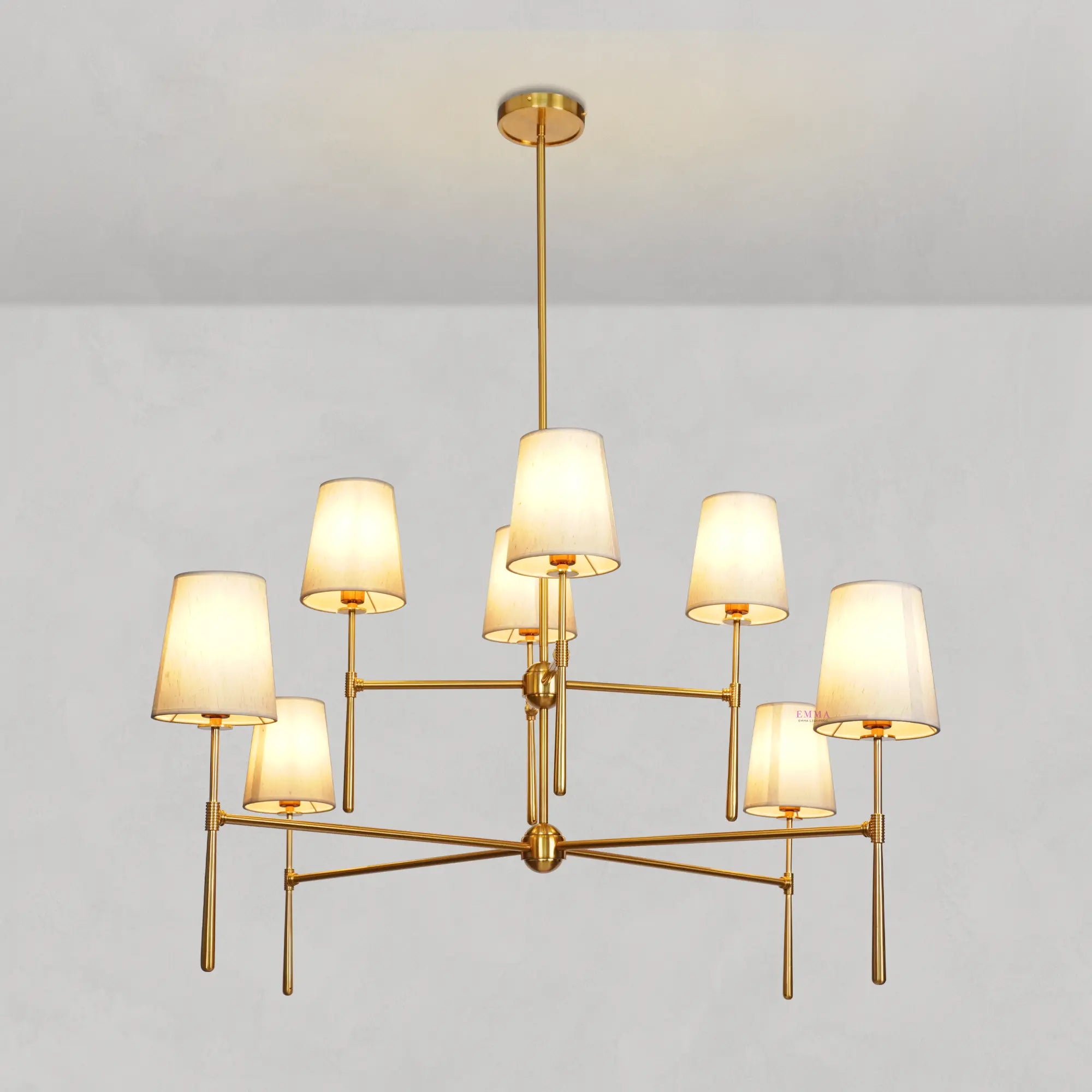 Art Fabric Lamp Shade Rhode 2-Tier Round Chandelier 48" - Best Sellers, Chandelier, Rhode Series- Chandelier1-Luxehomezone