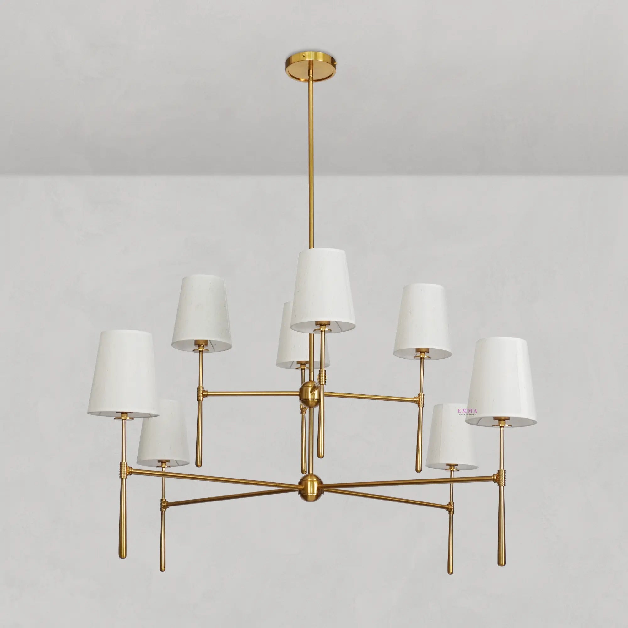 Art Fabric Lamp Shade Rhode 2-Tier Round Chandelier 48" - Best Sellers, Chandelier, Rhode Series- Chandelier1-Luxehomezone