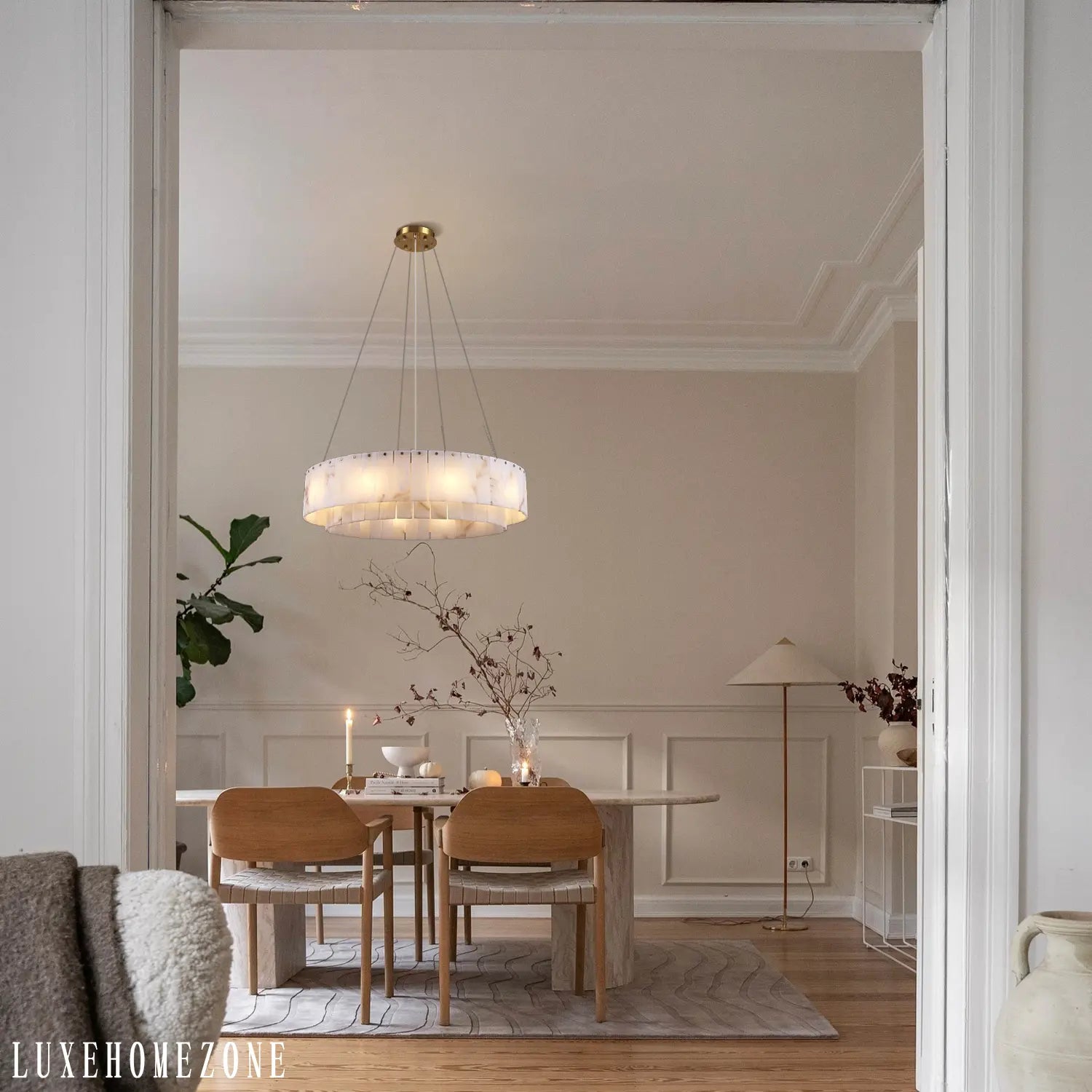 Celine Alabaster Round Chandelier 31" Fast Shipping