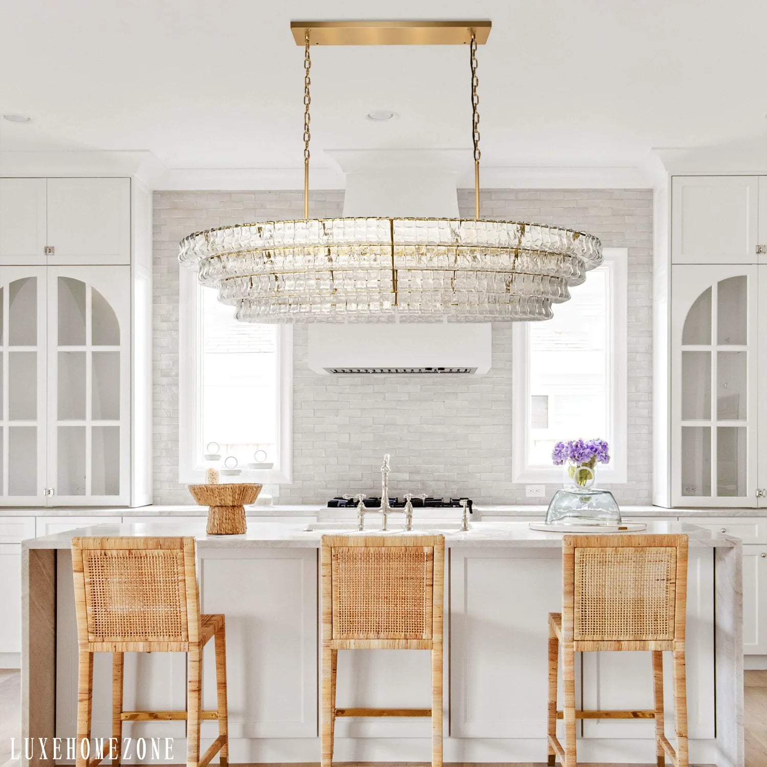 Art Glass Ghiaccio Oval Chandelier - All Products, Best Sellers, Chandelier, Ghiaccio Series, Glass- Chandelier1-Luxehomezone