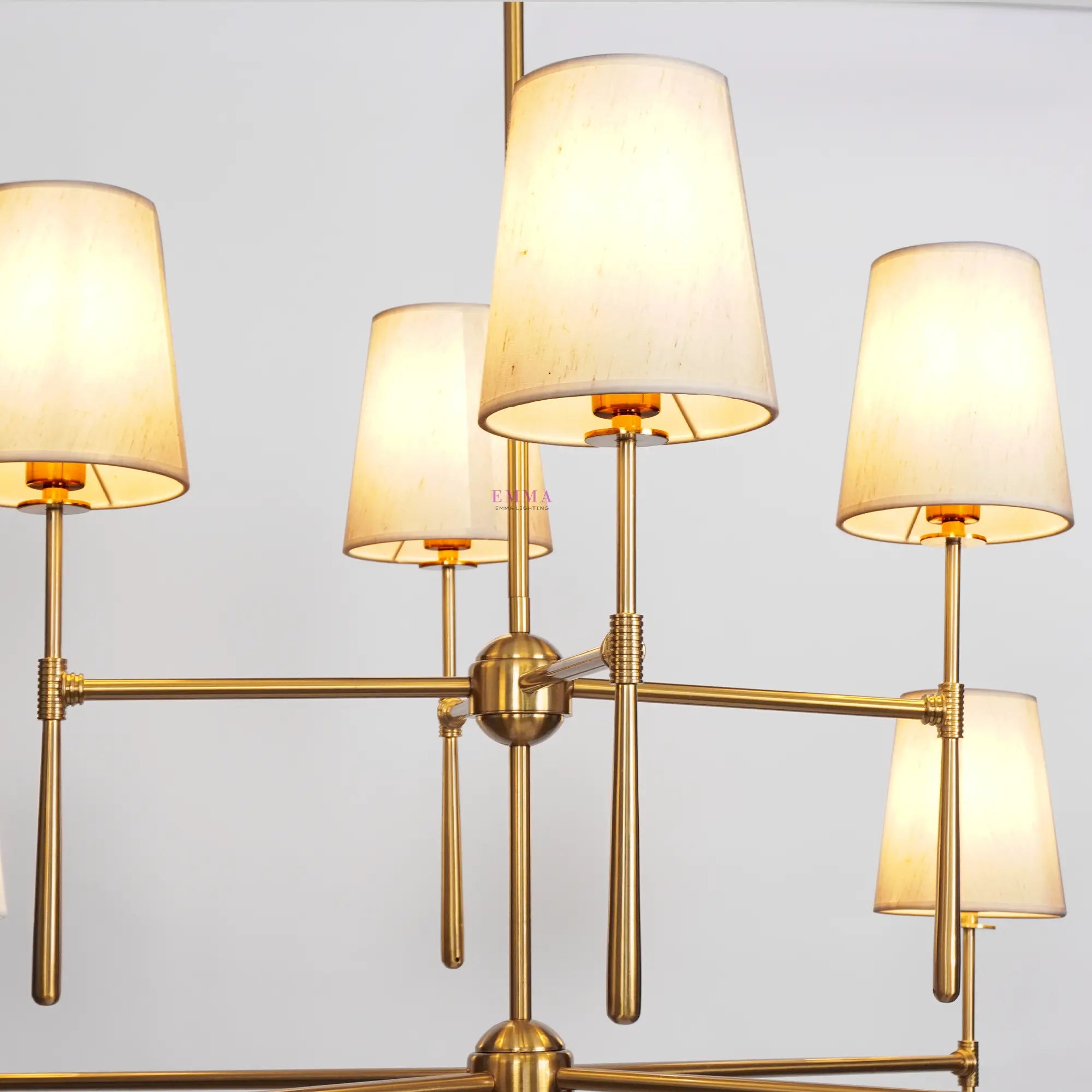 Art Fabric Lamp Shade Rhode 2-Tier Round Chandelier 48" - Best Sellers, Chandelier, Rhode Series- Chandelier1-Luxehomezone