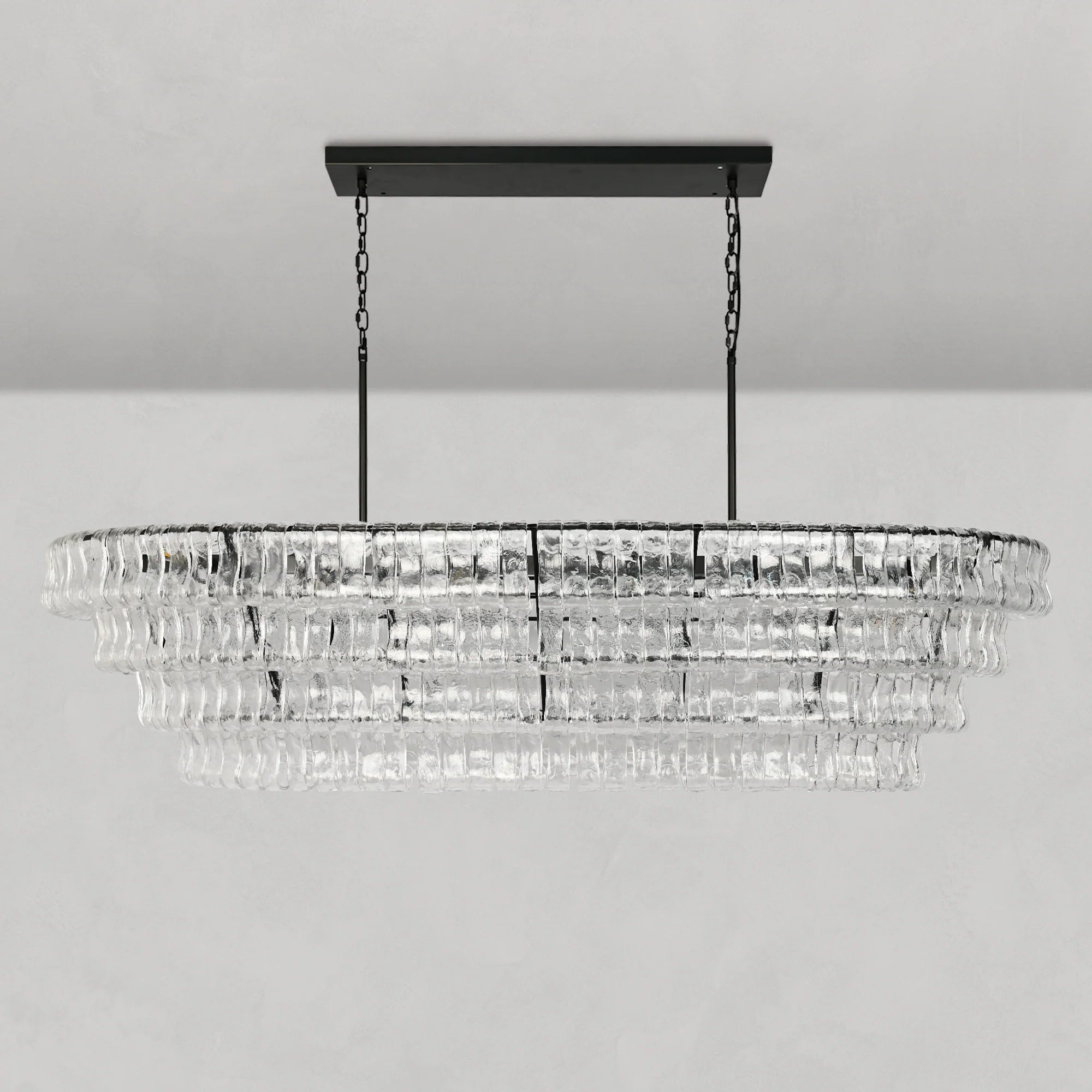 Art Glass Ghiaccio Oval Chandelier - All Products, Best Sellers, Chandelier, Ghiaccio Series, Glass- Chandelier1-Luxehomezone