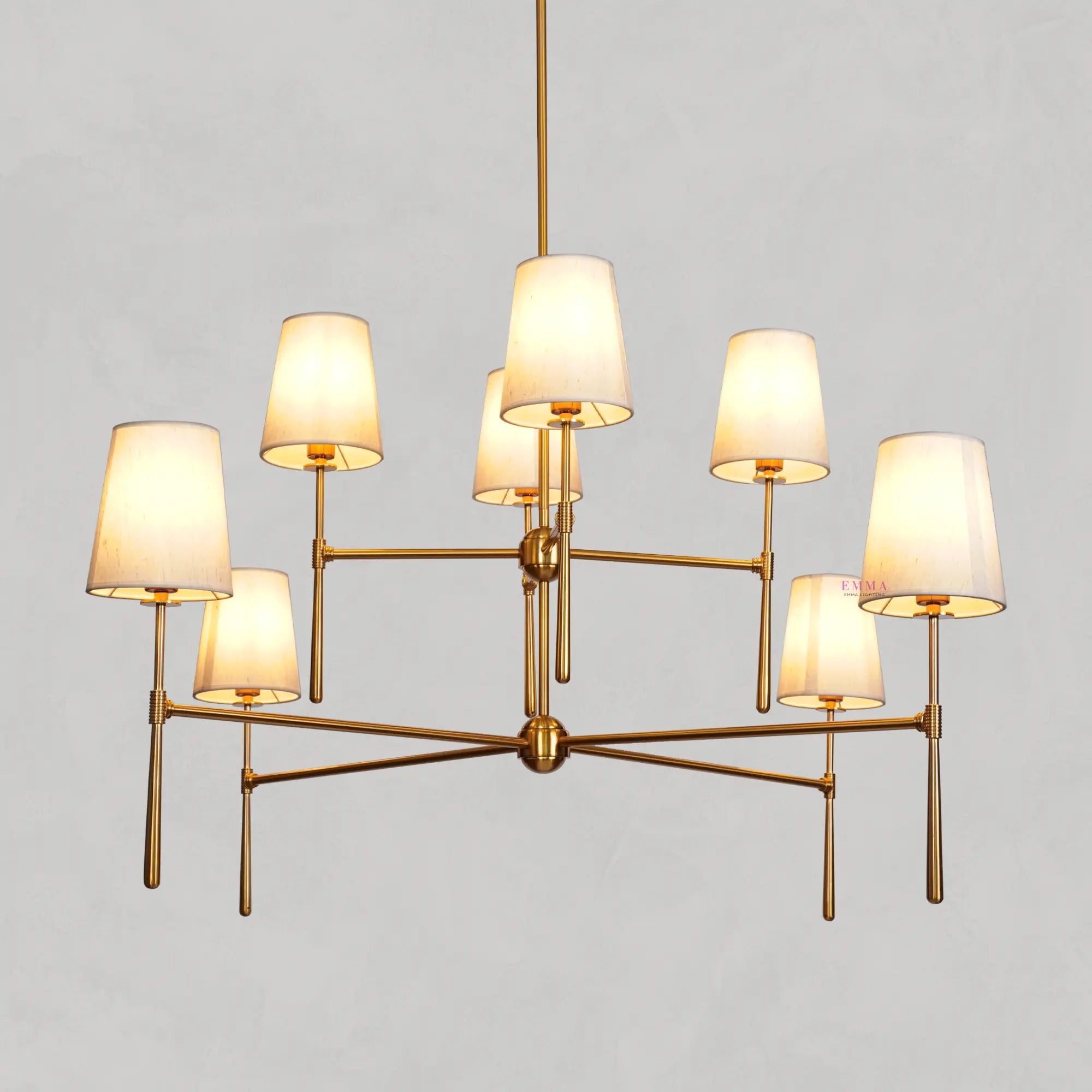 Art Fabric Lamp Shade Rhode 2-Tier Round Chandelier 48" - Best Sellers, Chandelier, Rhode Series- Chandelier1-Luxehomezone