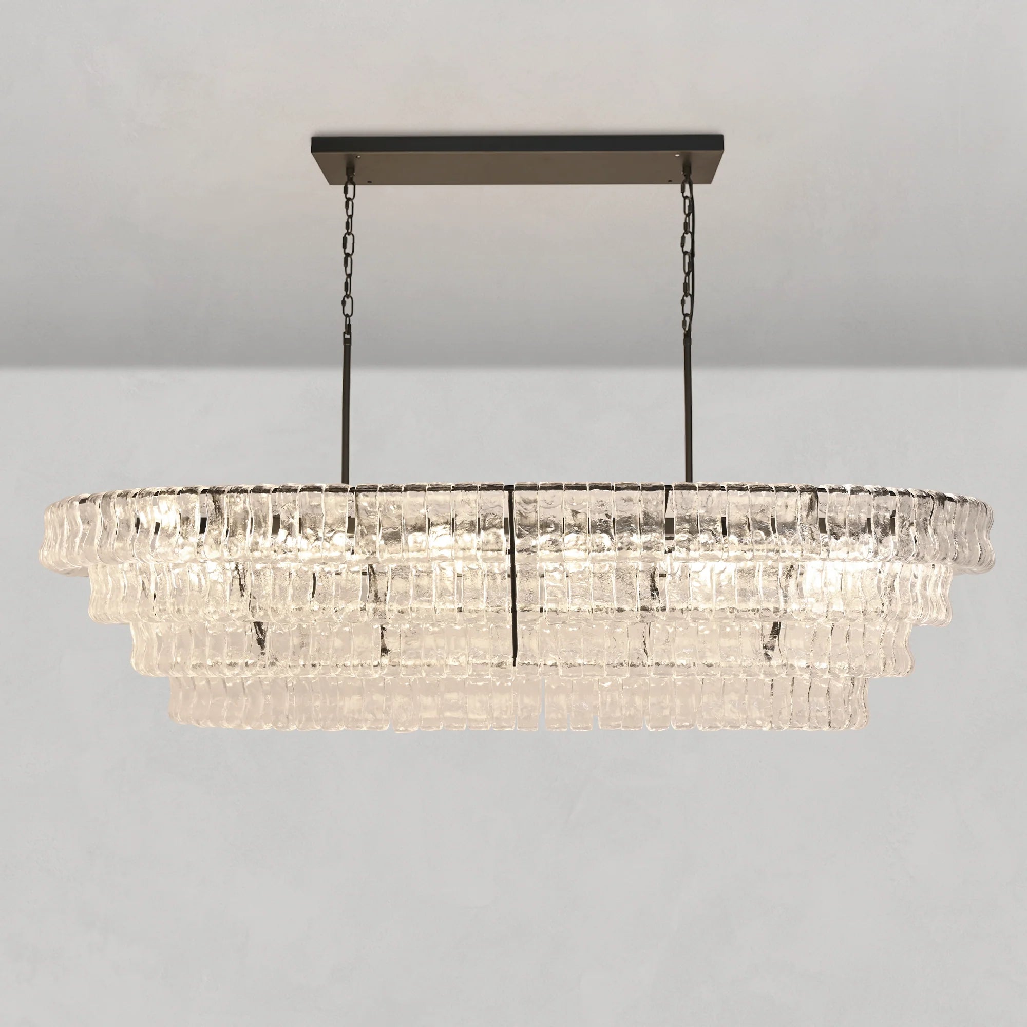 Art Glass Ghiaccio Oval Chandelier - All Products, Best Sellers, Chandelier, Ghiaccio Series, Glass- Chandelier1-Luxehomezone