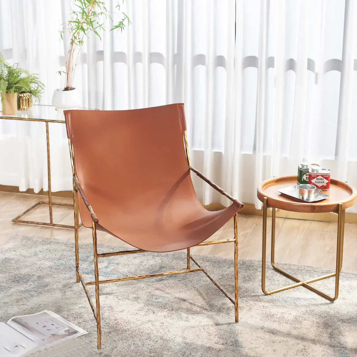 Thaddeus Brown Leather Lounge Chair