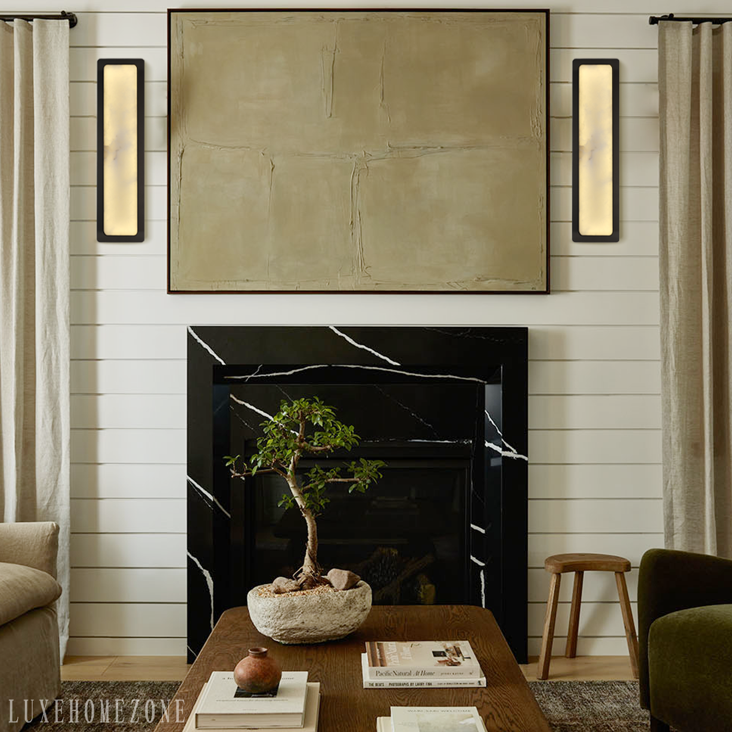 Melange Alabaster Rectangle Wall Sconces 20"